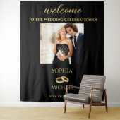 黒と金ゴールド結婚写真 –  タペストリー (インサイチュ)