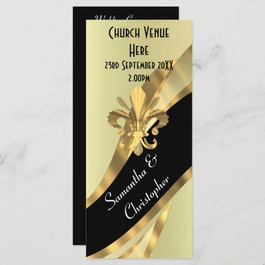 黒と金ゴールド結婚式 プログラム (正面/裏面)