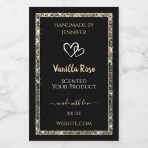 黒と金ゴールド縁どグリッター星の製品ラベル