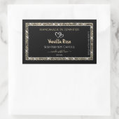 黒と金ゴールド縁どグリッター星の製品ラベル 長方形シール (バッグ)