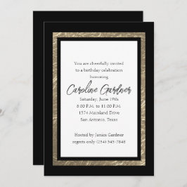 黒と金ゴールド縁ど誕生日 招待状