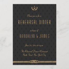 黒と金ゴールド航海ののリハ結婚ーサル招待状 招待状