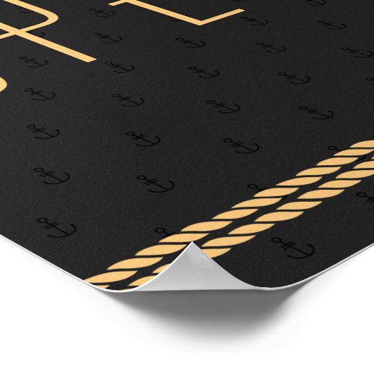 黒と金ゴールド航海のの結婚バー標識 ポスター (角)