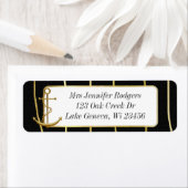 黒と金ゴールド航海のをテーマにしたいかり ラベル (インサイチュ)