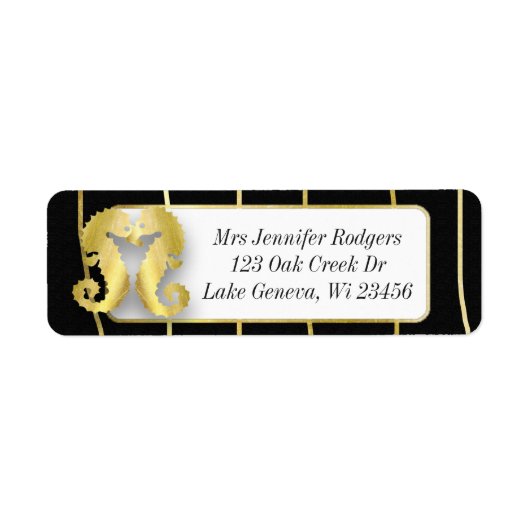 黒と金ゴールド航海のをテーマにしたシーホース ラベル (正面)