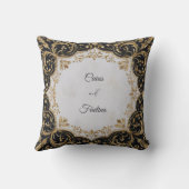 黒と金ゴールド華美のフレ結婚ームのシール クッション (裏面)