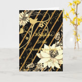 黒と金ゴールド華美パーソナライズされた カード (黄色い花)
