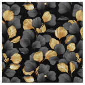 黒と金ゴールド葉。パターン ファブリック (クローズアップ)