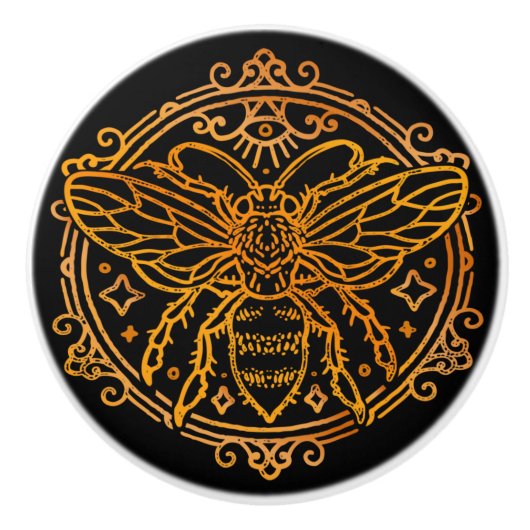 黒と金ゴールド蜂のセラミックノブ セラミックノブ (正面)