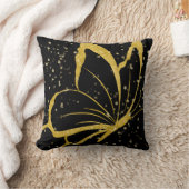 黒と金ゴールド蝶のキラピラ クッション (ブランケット)