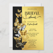 黒と金ゴールド蝶ブライダルシャワー招待状 招待状 (正面)