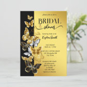 黒と金ゴールド蝶ブライダルシャワー招待状 招待状 (スタンド正面)
