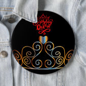 黒と金ゴールド誕生日クイーンボタン 缶バッジ (インサイチュ)