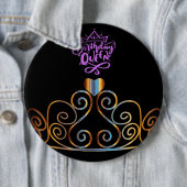 黒と金ゴールド誕生日クイーンボタン 缶バッジ (インサイチュ)