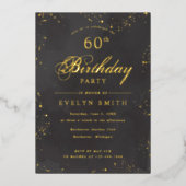 黒と金ゴールド誕生日 箔招待状 (正面)