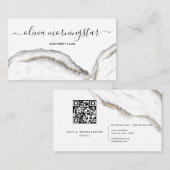 黒と金ゴールド重ね大理石QRコード 名刺 (正面/裏面)