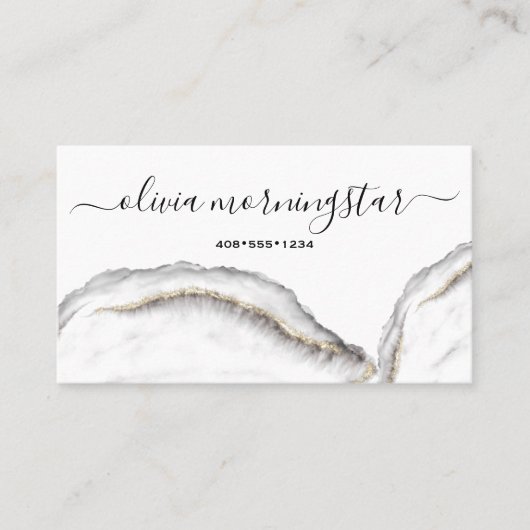 黒と金ゴールド重ね大理石QRコード 名刺 (正面)