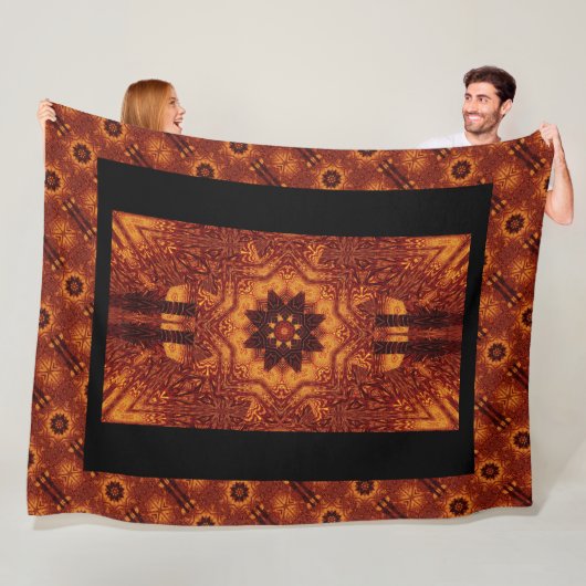 黒と金ゴールド野花1 フリースブランケット (インサイチュ)