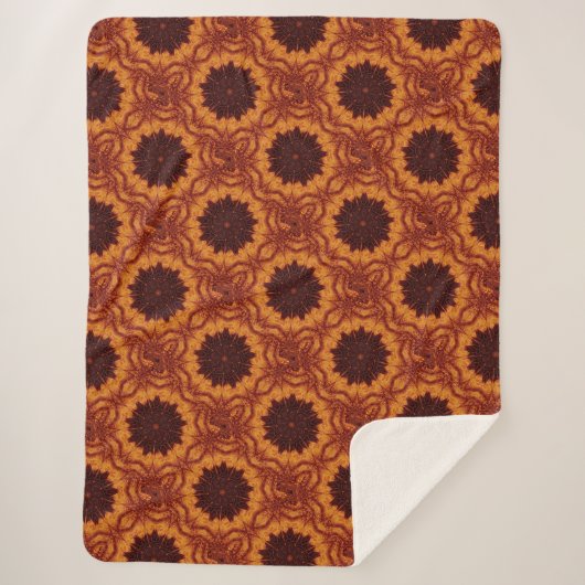 黒と金ゴールド野花2 シェルパブランケット (正面)