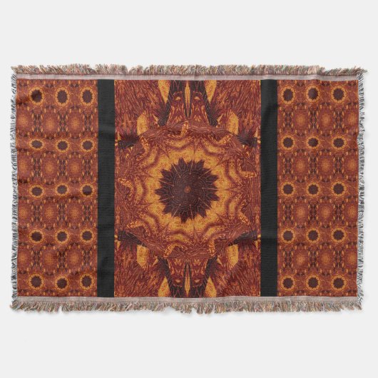 黒と金ゴールド野花2 スローブランケット (正面)