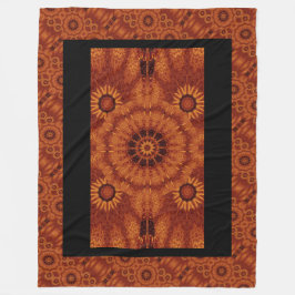 黒と金ゴールド野花3 フリースブランケット