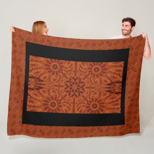 黒と金ゴールド野花7 フリースブランケット (インサイチュ)