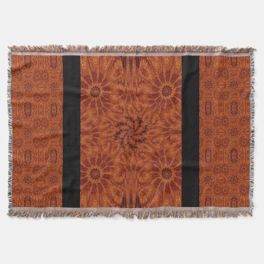 黒と金ゴールド野花8 スローブランケット (正面)