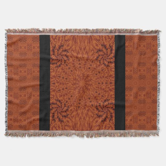 黒と金ゴールド野花9 スローブランケット (正面)