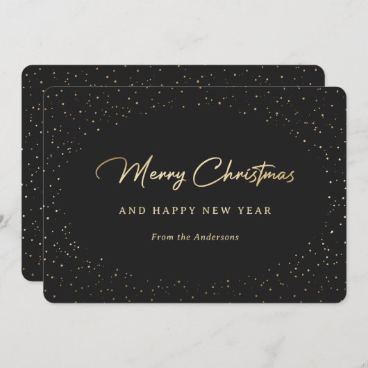 黒と金ゴールド雪 シーズンカード (正面/裏面)