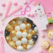 黒と金ゴールド風船の記念日 ペーパープレート (パーティー)