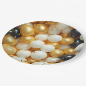 黒と金ゴールド風船の記念日 ペーパープレート (アングル)