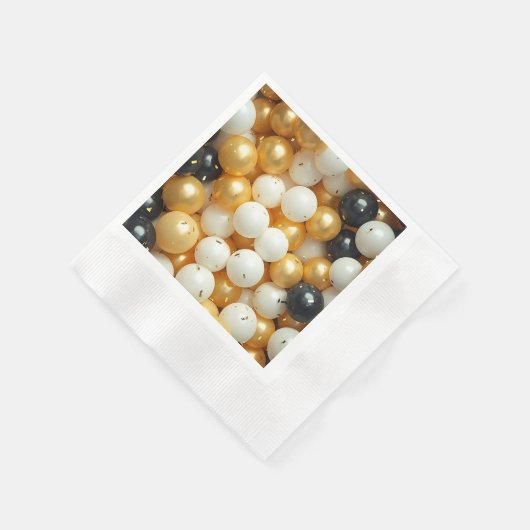 黒と金ゴールド風船の記念日 縁ありカクテルナプキン (角)