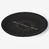 黒と金ゴールド黒の履歴月 ペーパープレート (アングル)