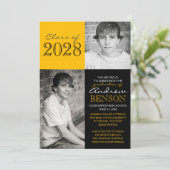 黒と金ゴールド2写真卒業のお知らせ 招待状 (スタンド正面)