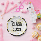 黒と金ゴールド2021卒業お祝いパーティーI ペーパープレート (パーティー)