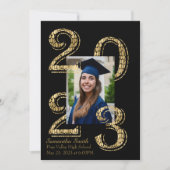 黒と金ゴールド2023写真卒業 招待状 (正面)