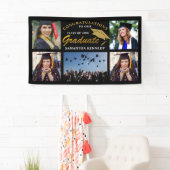 黒と金ゴールド2023卒業5写真コラージュ 横断幕 (インサイチュ)