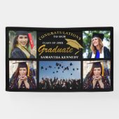 黒と金ゴールド2023卒業5写真コラージュ 横断幕 (横)