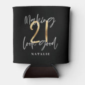 黒と金ゴールド21歳のバースデモダンィスクスタイリッシュ 缶クーラー (正面)