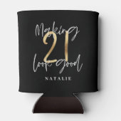 黒と金ゴールド21歳のバースデモダンィスクスタイリッシュ 缶クーラー (裏面)