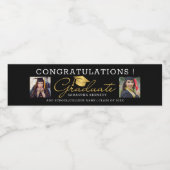 黒と金ゴールド2 Photo 2025卒業パーティー ペットボトルラベル (シングルラベル)