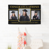 黒と金ゴールド3写真卒業おめでとう 横断幕 (インサイチュ)