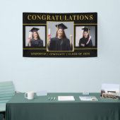 黒と金ゴールド3写真卒業おめでとう 横断幕 (トレードショー)