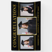 黒と金ゴールド3写真卒業おめでとう 横断幕 (縦)