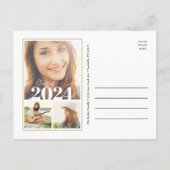 黒と金ゴールド3写真卒業パーティー招待状 案内ポストカード (裏面)