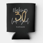黒と金ゴールド30歳のバースデモダンィスクスタイリッシュ 缶クーラー (正面)