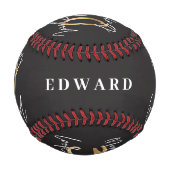 黒と金ゴールド30歳の誕生日シモダンック 野球ボール (裏面)