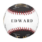 黒と金ゴールド30歳の誕生日シモダンック 野球ボール (裏面)