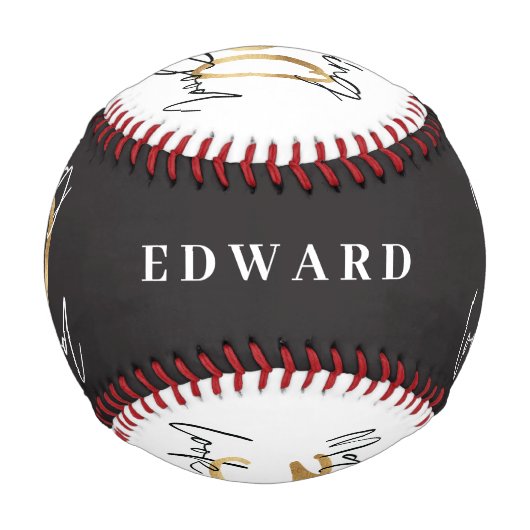 黒と金ゴールド30歳の誕生日シモダンック 野球ボール (正面)