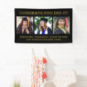 黒と金ゴールド3 Photo CollageおめでとうGrad 2025 横断幕 (インサイチュ)